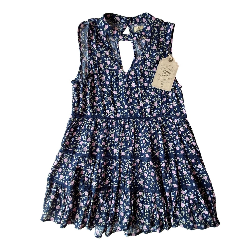True‎ Craft Savannah Gardens Floral Mini Dress Navy Pink XS NWT